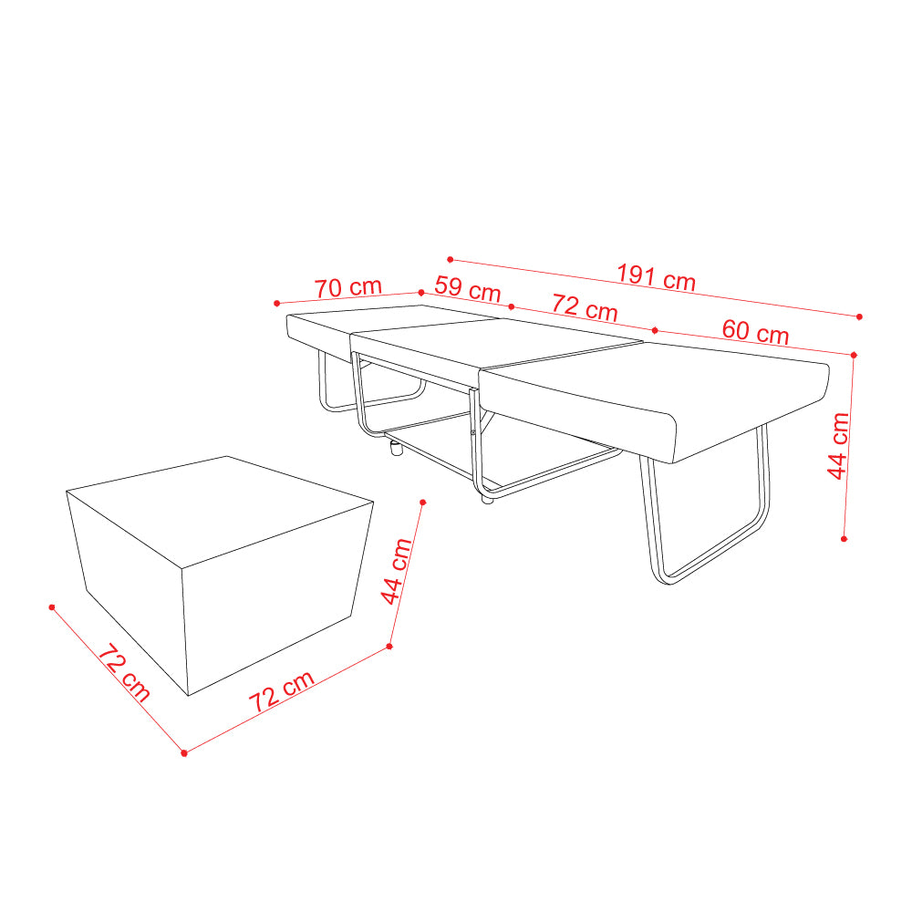 FOLD ΠΟΥΦ ΚΡΕΒΑΤΙ ΑΝΑΔΙΠΛΟΜΕΝΟ OFF WHITE 06-900 70x72x43