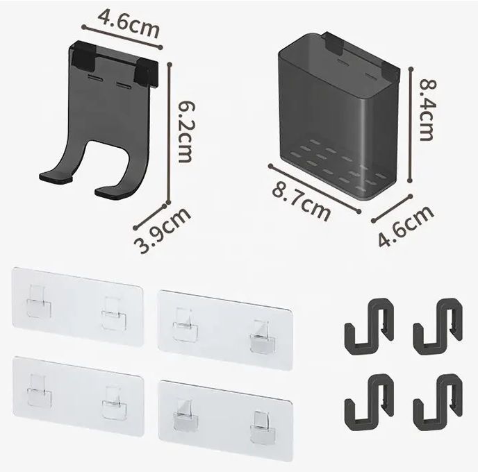 Σετ επιτοίχια γωνιακά ράφια μπάνιου – 5pcs – 2152-1 – 170134 – Black