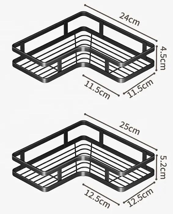 Σετ επιτοίχια γωνιακά ράφια μπάνιου – 5pcs – 2152-1 – 170134 – Black