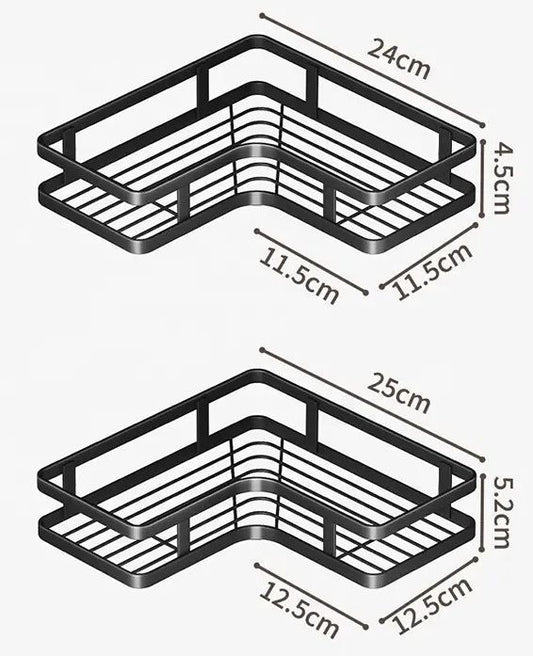 Σετ επιτοίχια γωνιακά ράφια μπάνιου – 5pcs – 2152-1 – 170134 – Black