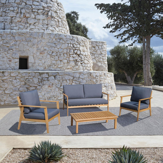 PIAZZA ΣΑΛΟΝΙ SET 1+2+1 ΦΥΣΙΚΟ ΓΚΡΙ ΣΚΟΥΡΟ