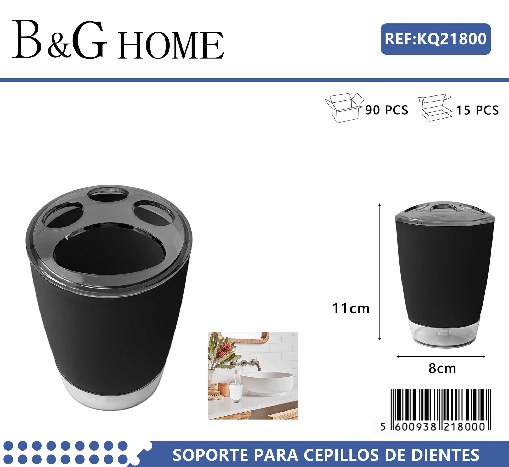 Θήκες οδοντόβουρτσας πλαστικές σε σετ 5Χ – Black – 21800