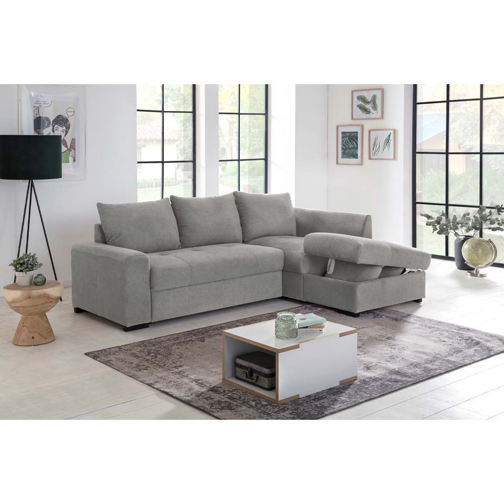 BILL ΚΑΝΑΠΕΣ ΚΡΕΒΑΤΙ ΓΩΝΙΑ ΔΕΞΙΑ ΓΚΡΙ 241x173x94