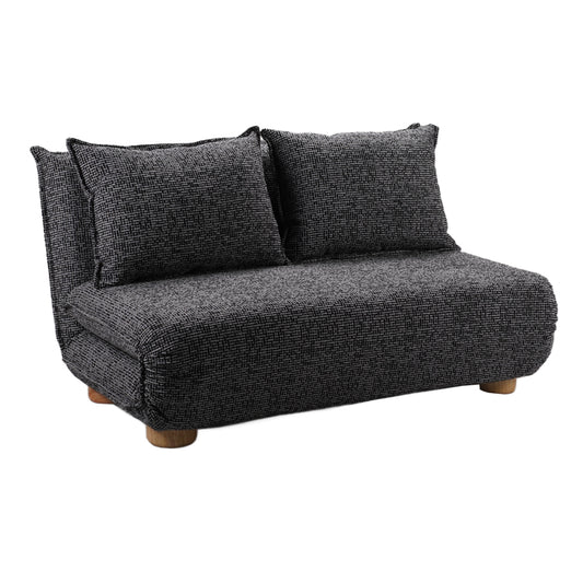 FUTON ΚΑΝΑΠΕΣ ΚΡΕΒΑΤΙ 2ΘΕΣΙΟΣ ΑΝΑΔΙΠΛΟΥΜΕΝΟΣ ΓΚΡΙ ΜΑΥΡΟ ΜΕ PATTERN 141x87x76cm