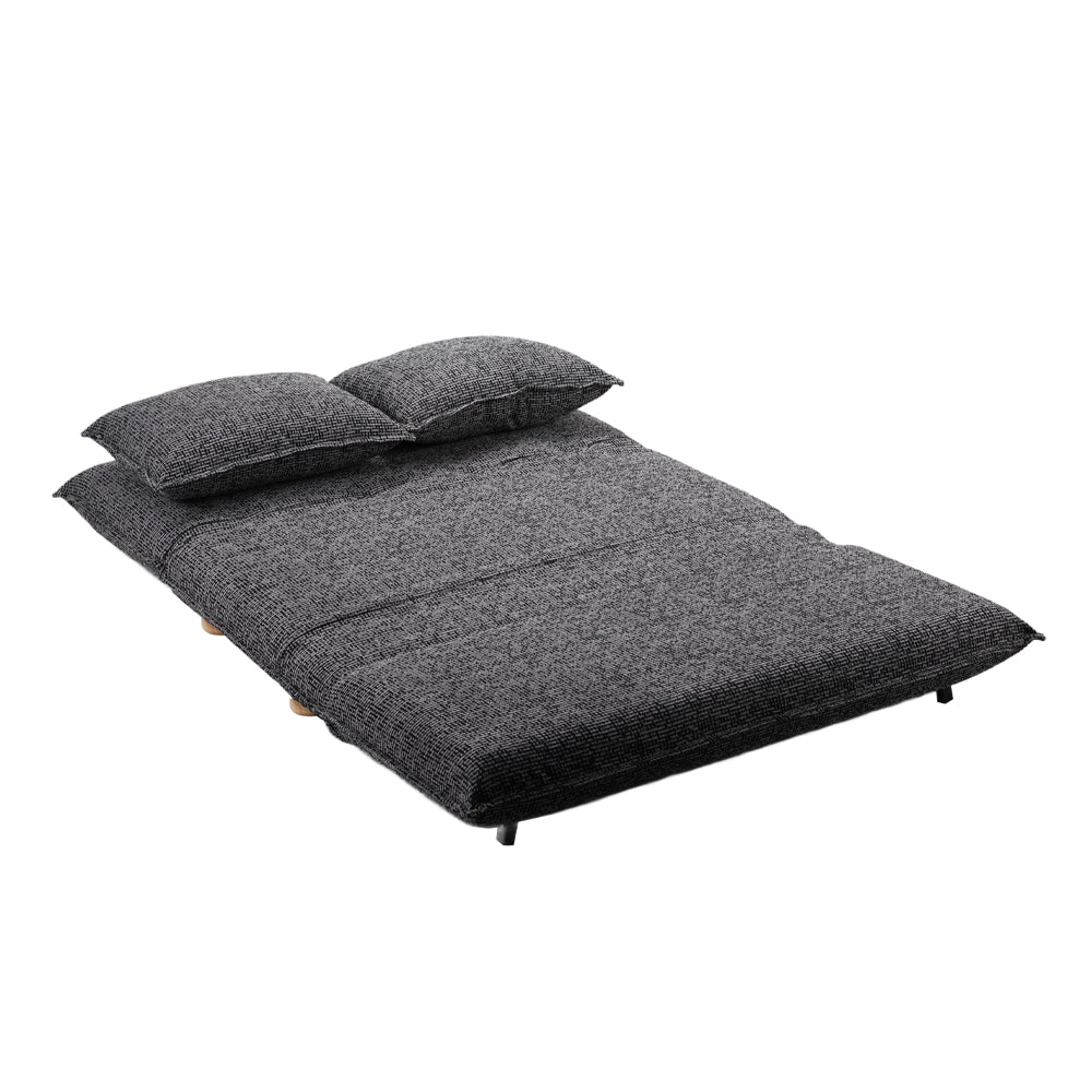 FUTON ΚΑΝΑΠΕΣ ΚΡΕΒΑΤΙ 2ΘΕΣΙΟΣ ΑΝΑΔΙΠΛΟΥΜΕΝΟΣ ΓΚΡΙ ΜΑΥΡΟ ΜΕ PATTERN 141x87x76cm