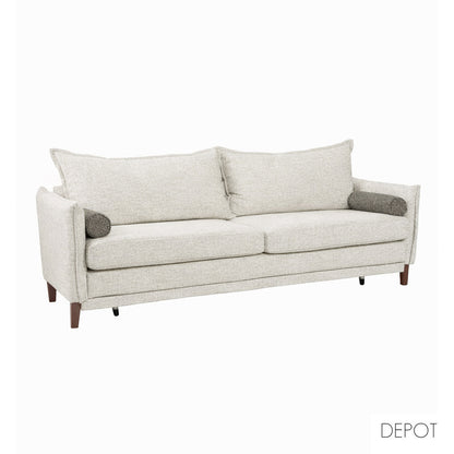 COMMODO ΚΑΝΑΠΕΣ ΚΡΕΒΑΤΙ 3ΘΕΣΙΟΣ OFF WHITE NEVE 02 ΚΑΦΕ NEVE 16 230x81x88cm