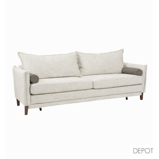 COMMODO ΚΑΝΑΠΕΣ ΚΡΕΒΑΤΙ 3ΘΕΣΙΟΣ OFF WHITE NEVE 02 ΚΑΦΕ NEVE 16 230x81x88cm