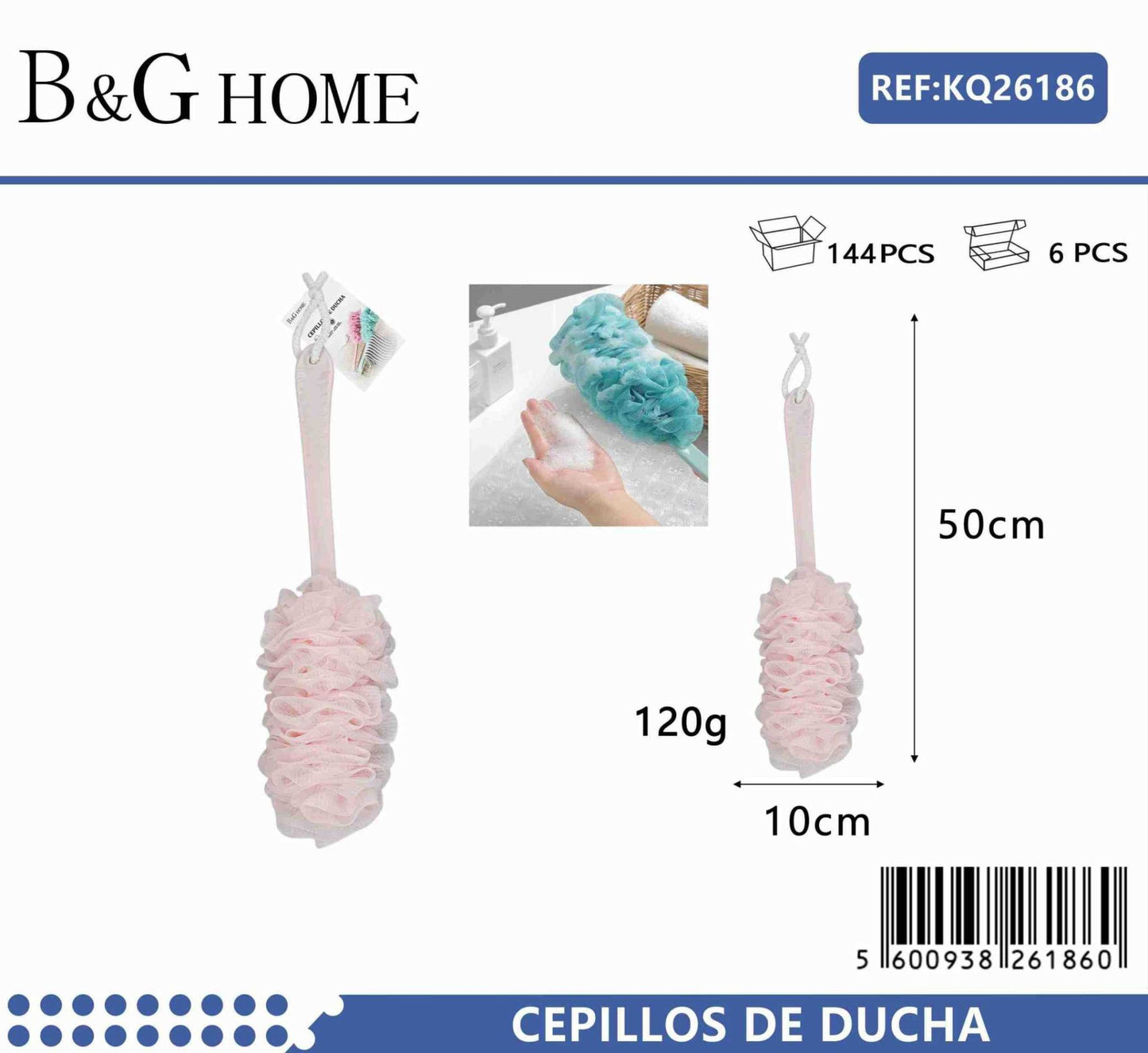 Σφουγγάρια μπάνιου δίχτυ σε σετ 6Χ – Light Pink – 26186