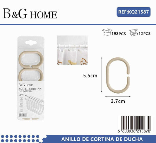 Κρίκοι κουρτίνας μπάνιου – Beige – 21587