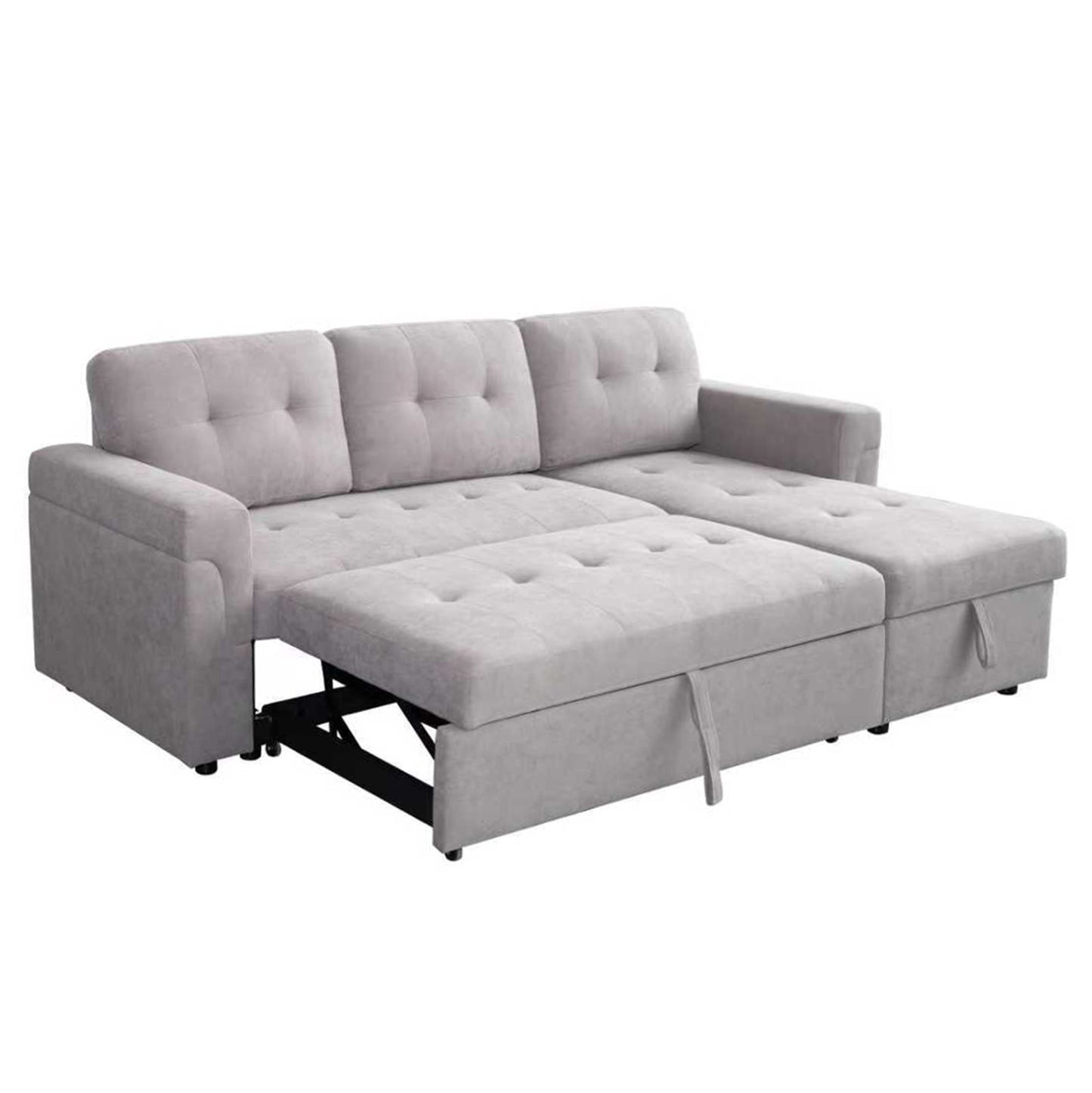 ΓΩΝΙΑΚΟΣ ΚΑΝΑΠΕΣ-ΚΡΕΒΑΤΙ ΑΝΑΣΤΡΕΨΙΜΟΣ SAL HM3310.01 ΓΚΡΙ ΥΦΑΣΜΑ 214x137x83Yεκ