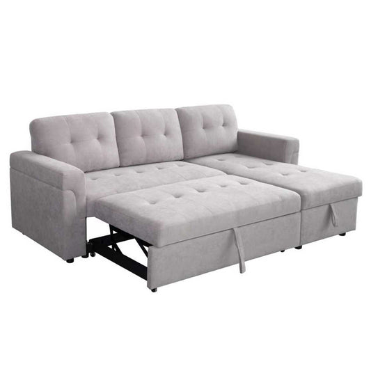 ΓΩΝΙΑΚΟΣ ΚΑΝΑΠΕΣ-ΚΡΕΒΑΤΙ ΑΝΑΣΤΡΕΨΙΜΟΣ SAL HM3310.01 ΓΚΡΙ ΥΦΑΣΜΑ 214x137x83Yεκ