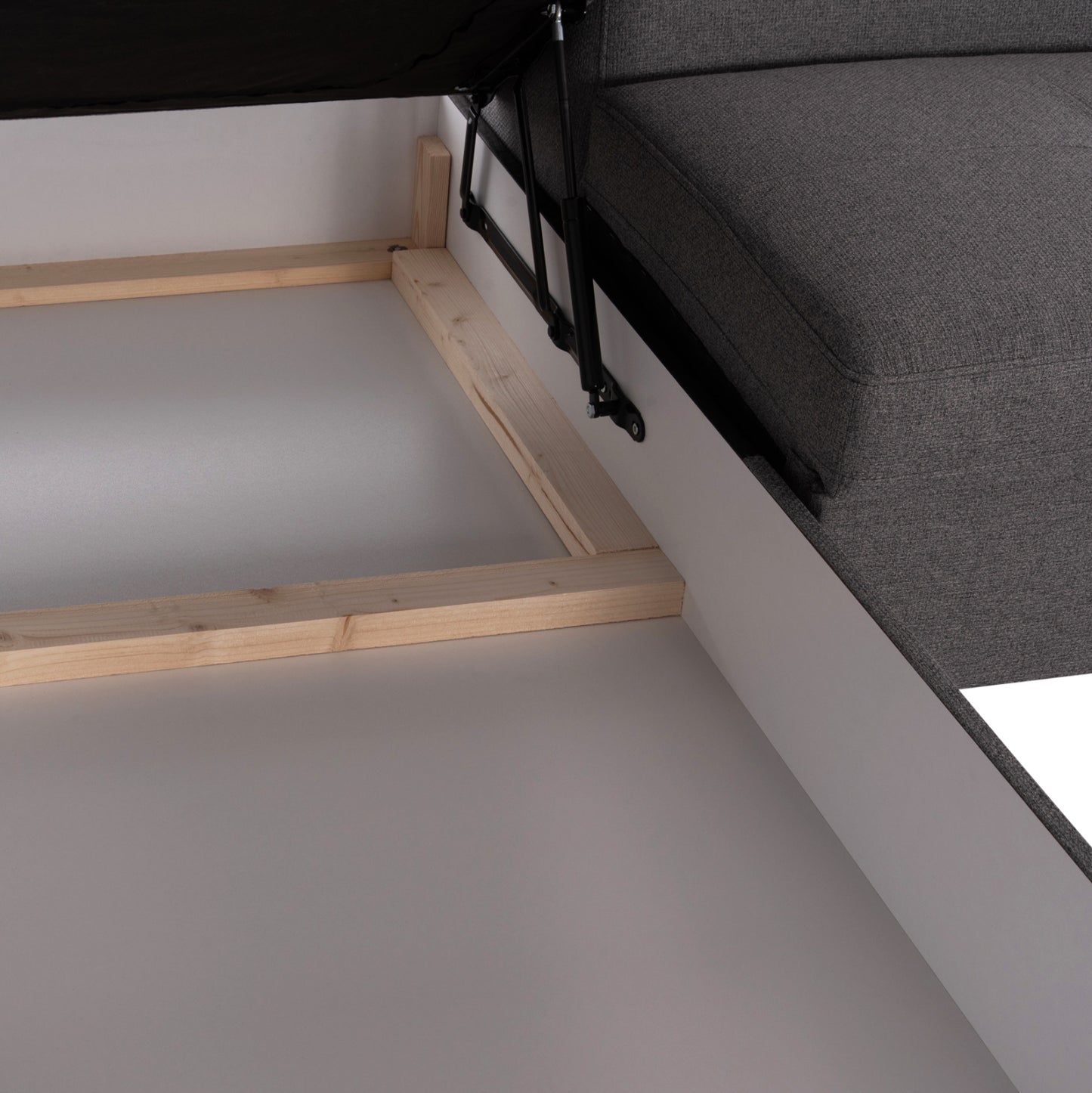 ΓΩΝΙΑΚΟΣ ΚΑΝΑΠΕΣ-ΚΡΕΒΑΤΙ ΜΕ ΑΠΟΘ.ΧΩΡΟ ENCORE HM3301.01L ΓΚΡΙ ΥΦΑΣΜΑ 285x205x90Υεκ.