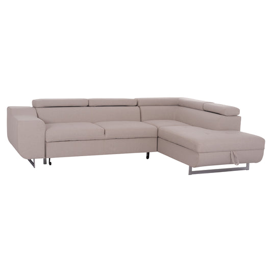 ΓΩΝΙΑΚΟΣ ΚΑΝΑΠΕΣ-ΚΡΕΒΑΤΙ ΜΕ ΑΠΟΘ.ΧΩΡΟ ENCORE HM3301.03R ΜΠΕΖ ΥΦΑΣΜΑ 285x205x90Υεκ.