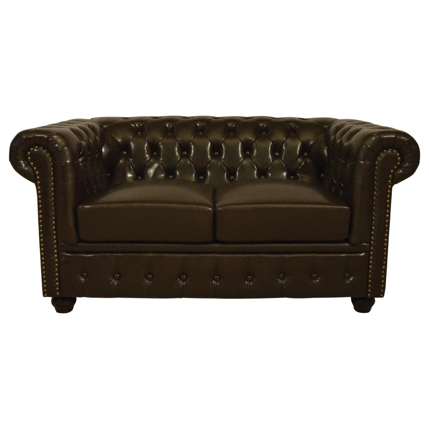 ΚΑΝΑΠΕΣ 2ΘΕΣΙΟΣ T.CHESTERFIELD HM3010.01 ΤΕΧΝΟΔΕΡΜΑ ΣΚΟΥΡΟ ΚΑΦΕ 155x90x73 εκ.