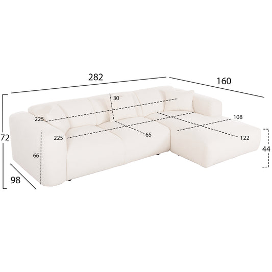 ΚΑΝΑΠΕΣ ΓΩΝΙΑ BRICKEN HM3275.02R ΛΕΥΚΟ ΥΦΑΣΜΑ 110-282x98-160x72Υεκ.