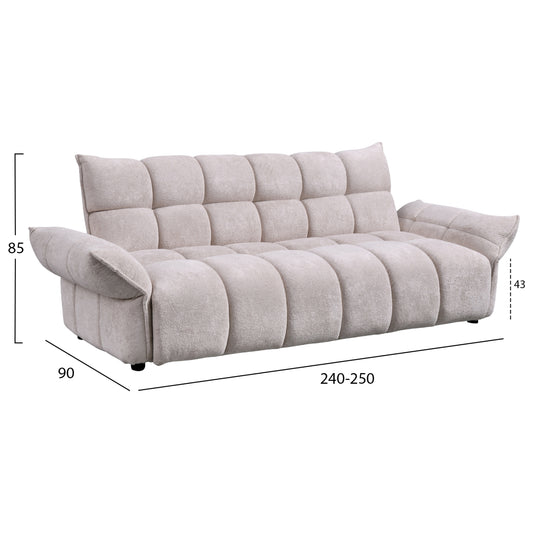 ΚΑΝΑΠΕΣ ΚΡΕΒΑΤΙ MELU HM3314.02 ΜΠΕΖ ΥΦΑΣΜΑ--ΚΑΘΙΣΜΑ POCKET SPRINGS 240-250x90x85Υεκ.