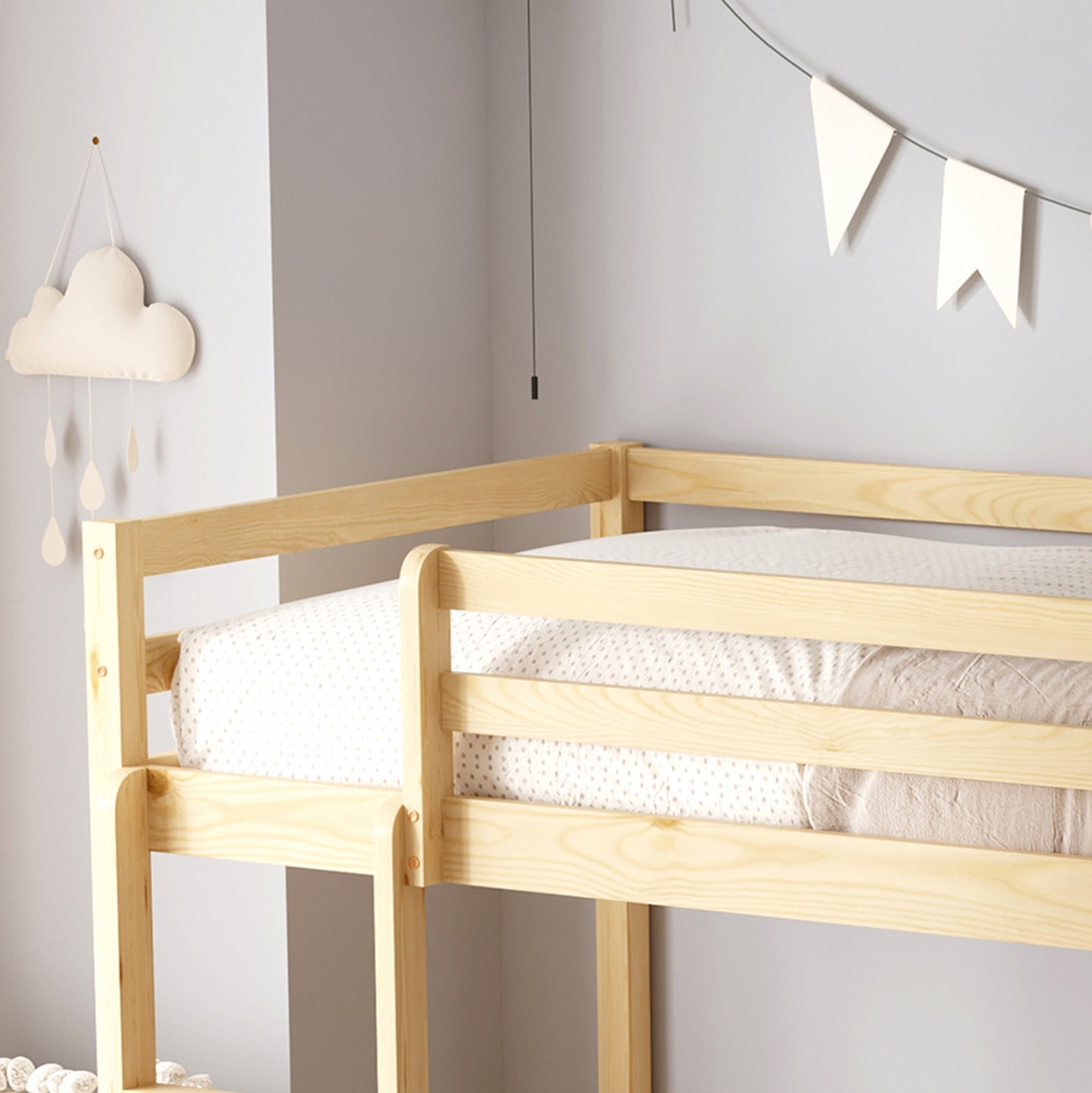 ΚΟΥΚΕΤΑ ΠΑΙΔΙΚΗ ΜΕ ΠΑΡΚΑΚΙ PLAYKID HM21312 ΞΥΛΟ ΠΕΥΚΟΥ ΦΥΣΙΚΟ--ME ΣΤΡΩΜΑ 90x190εκ