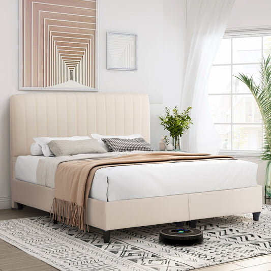 ΚΡEΒΑΤΙ ΔΙΠΛΟ LUTHER HM717 ΜΠΕΖ ΥΦΑΣΜΑ ΓΙΑ ΣΤΡΩΜΑ 160x200εκ.