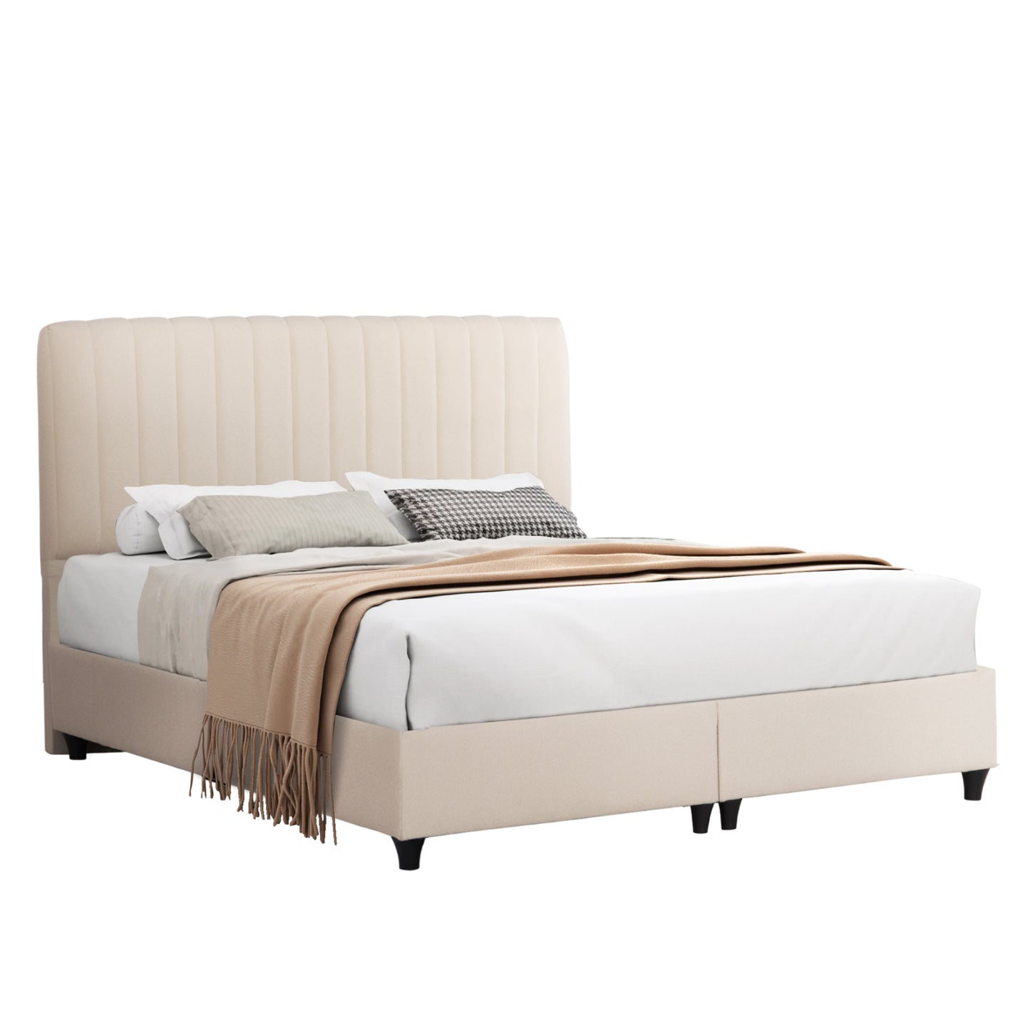 ΚΡEΒΑΤΙ ΔΙΠΛΟ LUTHER HM717 ΜΠΕΖ ΥΦΑΣΜΑ ΓΙΑ ΣΤΡΩΜΑ 160x200εκ.