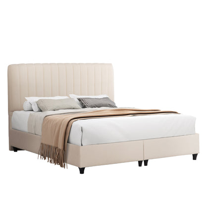 ΚΡEΒΑΤΙ ΔΙΠΛΟ LUTHER HM717 ΜΠΕΖ ΥΦΑΣΜΑ ΓΙΑ ΣΤΡΩΜΑ 160x200εκ.