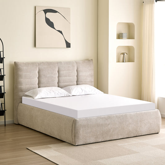 ΚΡΕΒΑΤΙ ΔΙΠΛΟ SANDRA HM732.03 ΜΠΕΖ ΥΦΑΣΜΑ & ΑΠΟΘΗΚΕΥΤΙΚΟΣ ΧΩΡΟΣ--ΣΤΡΩΜΑ 160x200εκ