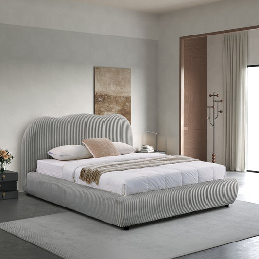 ΚΡΕΒΑΤΙ ΔΙΠΛΟ ΜΕ ΑΠΟΘ.ΧΩΡΟ KALLY HM729.01 ΓΚΡΙ FEAUX FUR ΥΦΑΣΜΑ--ΣΤΡΩΜΑ 160x200εκ