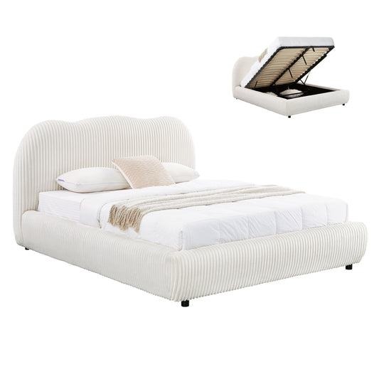 ΚΡΕΒΑΤΙ ΔΙΠΛΟ ΜΕ ΑΠΟΘ.ΧΩΡΟ KALLY HM729.03 ΜΠΕΖ FAUX FUR ΥΦΑΣΜΑ--ΣΤΡΩΜΑ 160x200εκ