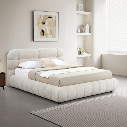 ΚΡΕΒΑΤΙ ΔΙΠΛΟ ΜΕ ΑΠΟΘ.ΧΩΡΟ BUBBLE HM730.03 ΜΠΕΖ ΜΠΟΥΚΛΕ ΥΦΑΣΜΑ--ΣΤΡΩΜΑ 160x200εκ