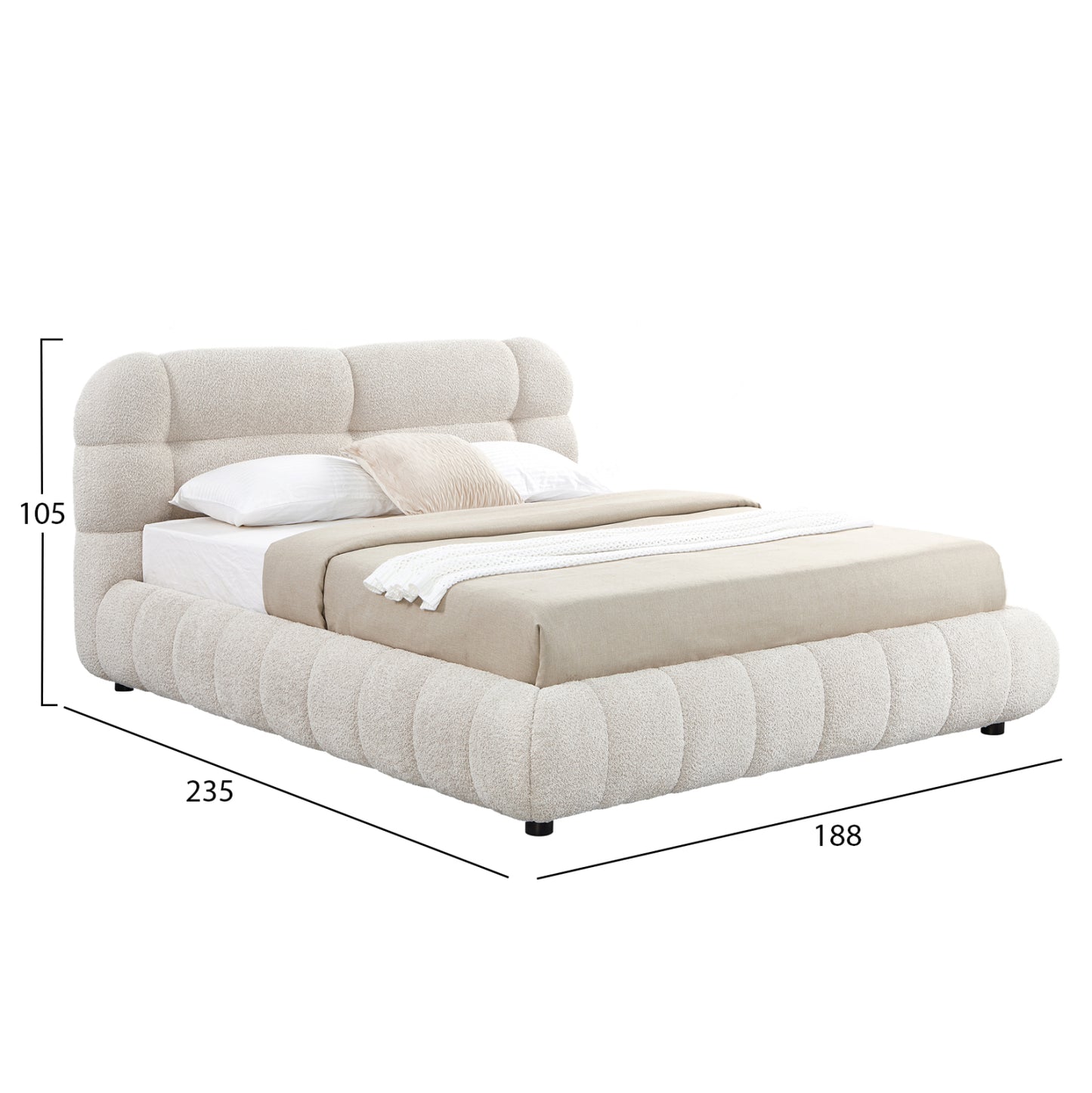 ΚΡΕΒΑΤΙ ΔΙΠΛΟ ΜΕ ΑΠΟΘ.ΧΩΡΟ BUBBLE HM730.03 ΜΠΕΖ ΜΠΟΥΚΛΕ ΥΦΑΣΜΑ--ΣΤΡΩΜΑ 160x200εκ