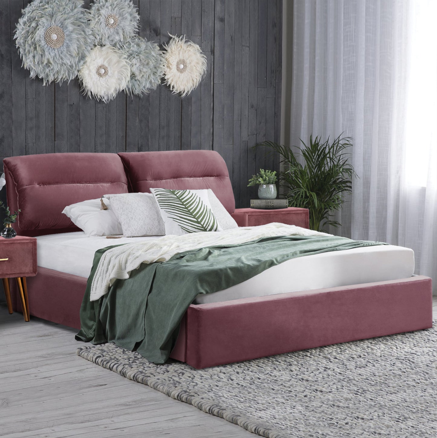 ΚΡΕΒΑΤΙ ΔΙΠΛΟ & ΣΤΡΩΜΑ KENDRA HM10830.02 ΣΑΠΙΟ ΜΗΛΟ ΒΕΛΟΥΔΟ--ΑΠΟΘ.ΧΩΡΟΣ--160x200εκ