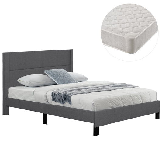 ΚΡΕΒΑΤΙ ΔΙΠΛΟ & ΣΤΡΩΜΑ TRILLOP HM21202.12 ΓΚΡΙ ΥΦΑΣΜΑ--ΓΙΑ 160x200εκ