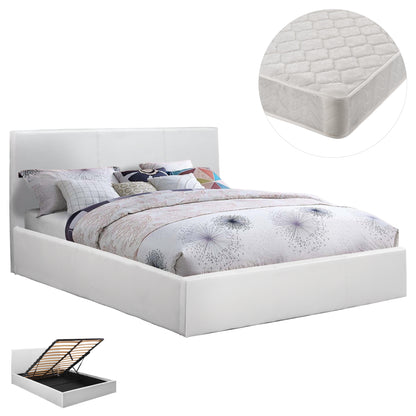 ΚΡΕΒΑΤΙ ΔΙΠΛΟ & ΣΤΡΩΜΑ BOBBI HM21271.01 ΛΕΥΚΟ PU ΜΕ ΑΠΟΘ.ΧΩΡΟ--ΓΙΑ 150x200εκ