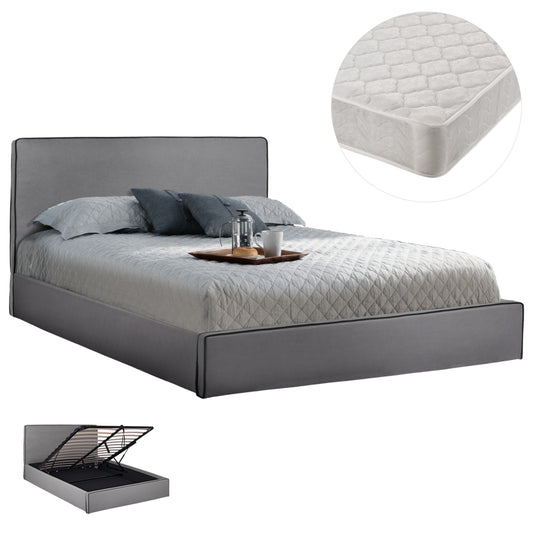 ΚΡΕΒΑΤΙ ΔΙΠΛΟ & ΣΤΡΩΜΑ ALLIE HM21273.01 ΓΚΡΙ ΥΦΑΣΜΑ ΜΕ ΑΠΟΘ.ΧΩΡΟ--ΓΙΑ 160x200 εκ.