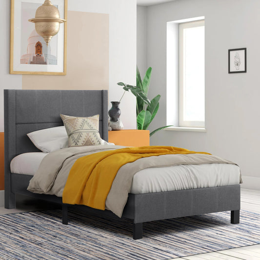 ΚΡΕΒΑΤΙ TRILLOP HM667.12 ΓΚΡΙ ΥΦΑΣΜΑ ΓΙΑ ΜΟΝΟ ΣΤΡΩΜΑ 120X200εκ.