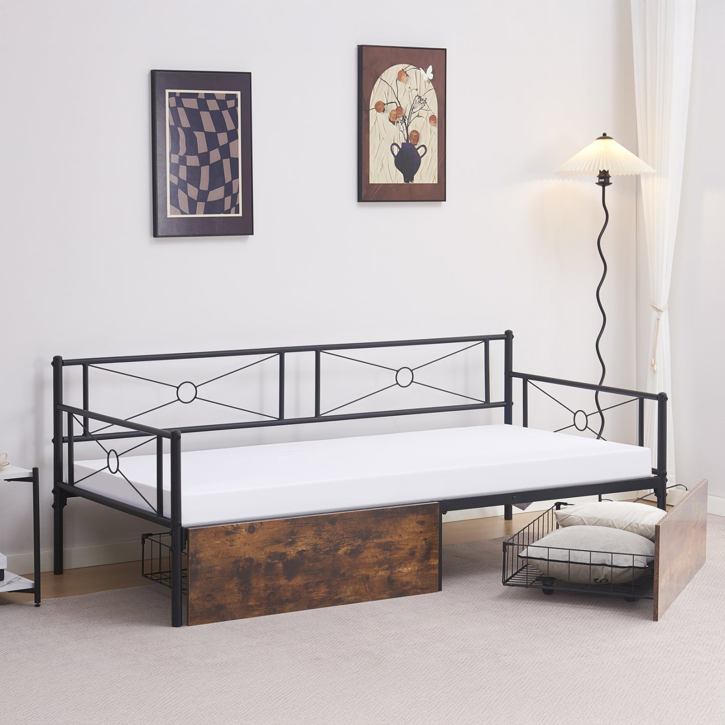 ΚΡΕΒΑΤΙ-ΚΑΝΑΠΕΣ BERNIE HM21120.01 ΜΑΥΡΟΣ ΜΕΤΑΛ. ΣΚΕΛΕΤΟΣ & ΣΥΡΤΑΡΙΑ- ΓΙΑ 190x90εκ.