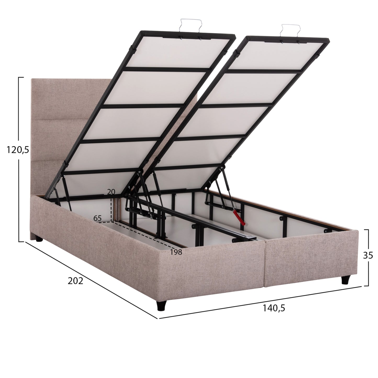 ΚΡΕΒΑΤΙ MILO ΜΕ ΑΠΟΘ.ΧΩΡΟ HM738.22 ΜΠΕΖ ΜΠΟΥΚΛΕ ΥΦΑΣΜΑ ΓΙΑ ΣΤΡΩΜΑ 140x200εκ