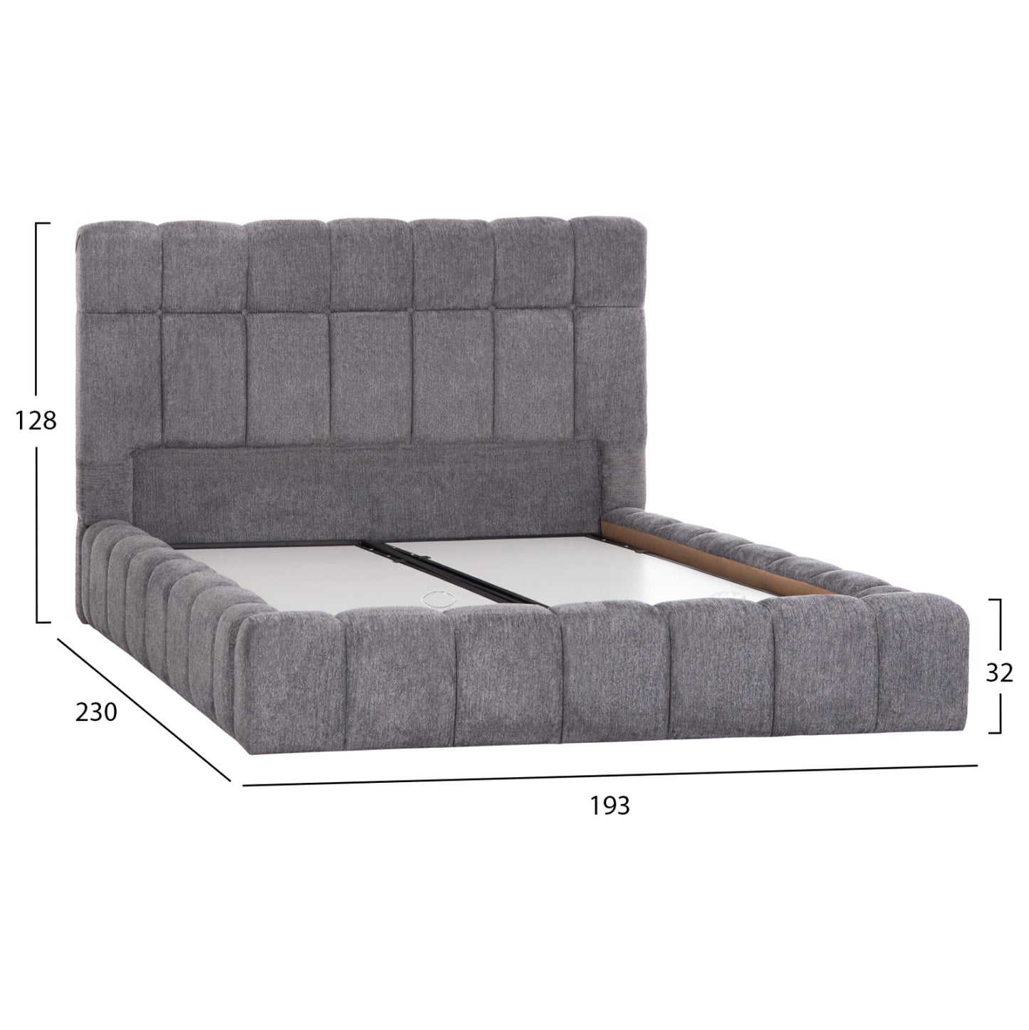 ΚΡΕΒΑΤΙ RAMON ΜΕ ΑΠΟΘΗΚΕΥΤΙΚΟ ΧΩΡΟ HM720.22 ΥΦΑΣΜΑ ΜΠΟΥΚΛΕ ΓΚΡΙ-ΣΤΡΩΜΑ 160x200εκ