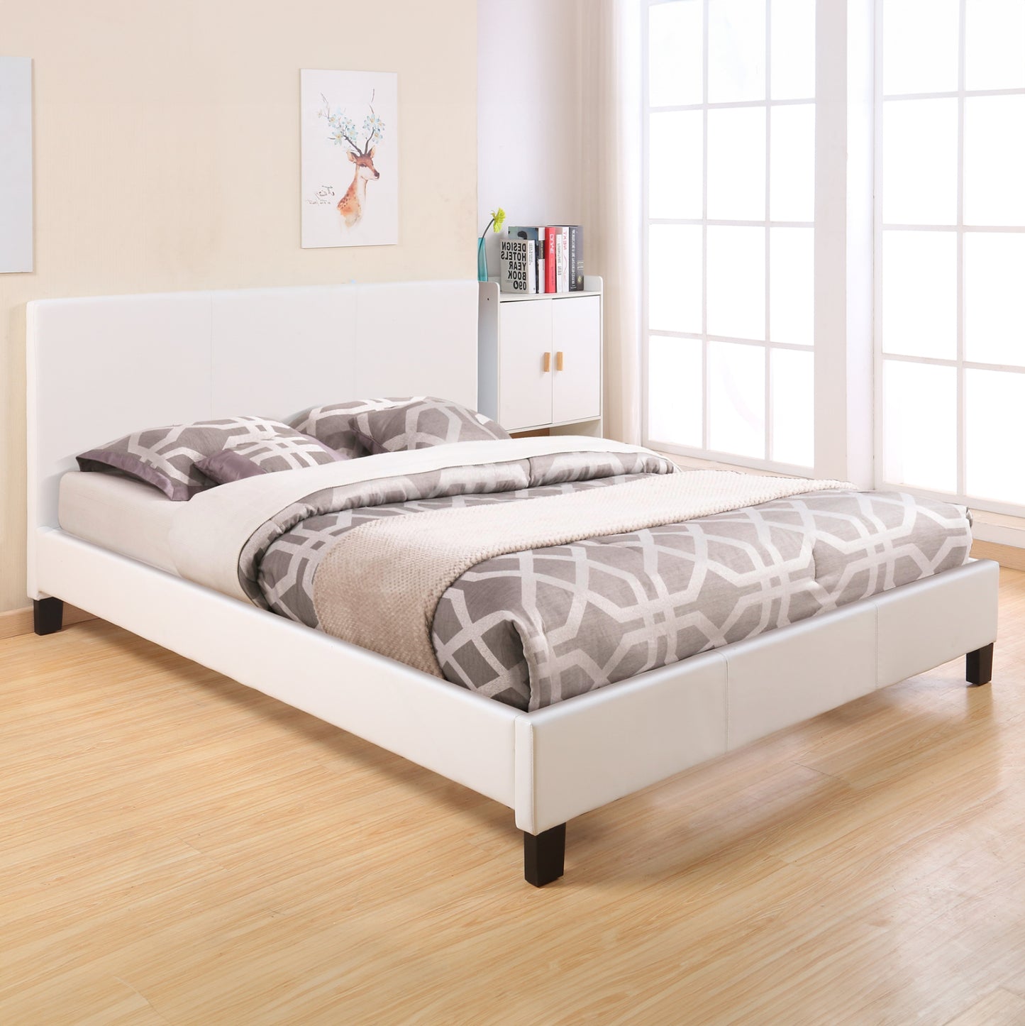 ΚΡΕΒΑΤΙ ΜΕ ΣΤΡΩΜΑ BECCA HM21283.01 ΛΕΥΚΟ PU--ΓΙΑ 150x200εκ