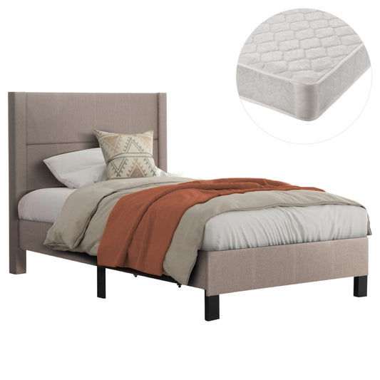 ΚΡΕΒΑΤΙ ΜΟΝΟ & ΣΤΡΩΜΑ TRILLOP HM21203.15 ΜΠΕΖ ΥΦΑΣΜΑ--ΓΙΑ 120x200εκ