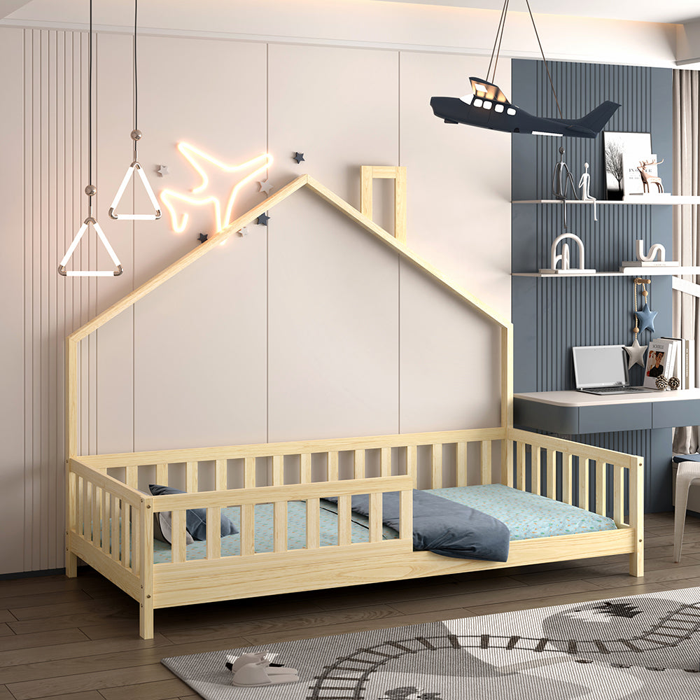 ΚΡΕΒΑΤΙ ΠΑΙΔΙΚΟ HOUSER HM740.01 τ.MONTESSORI ΞΥΛΟ ΠΕΥΚΟ ΦΥΣΙΚΟ--ΓΙΑ 190x90εκ