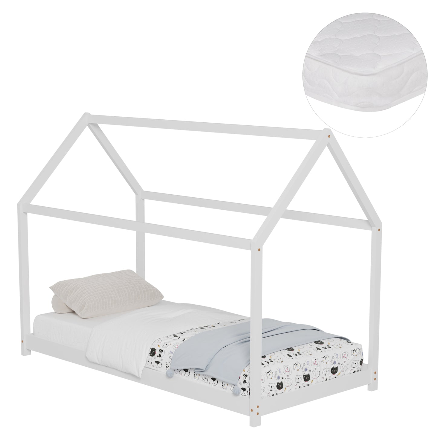 ΚΡΕΒΑΤΙ ΠΑΙΔΙΚΟ ΜΕ ΣΤΡΩΜΑ PEPE HM21302.01 ΞΥΛΟ ΠΕΥΚΟΥ ΣΕ ΛΕΥΚΟ--ΣΤΡΩΜΑ 90x190εκ