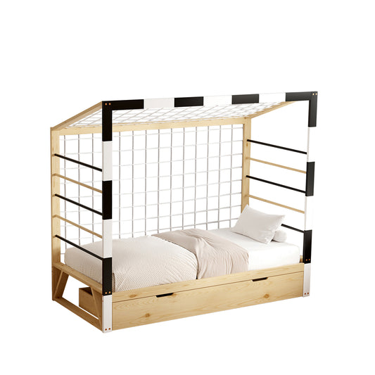 ΚΡΕΒΑΤΙ ΠΑΙΔΙΚΟ ΜΕ ΣΥΡΤΑΡΙ GOALIE HM700 ΞΥΛΟ ΠΕΥΚΟΥ ΦΥΣΙΚΟ-ΛΕΥΚΟ-ΜΑΥΡΟ- 190x90εκ