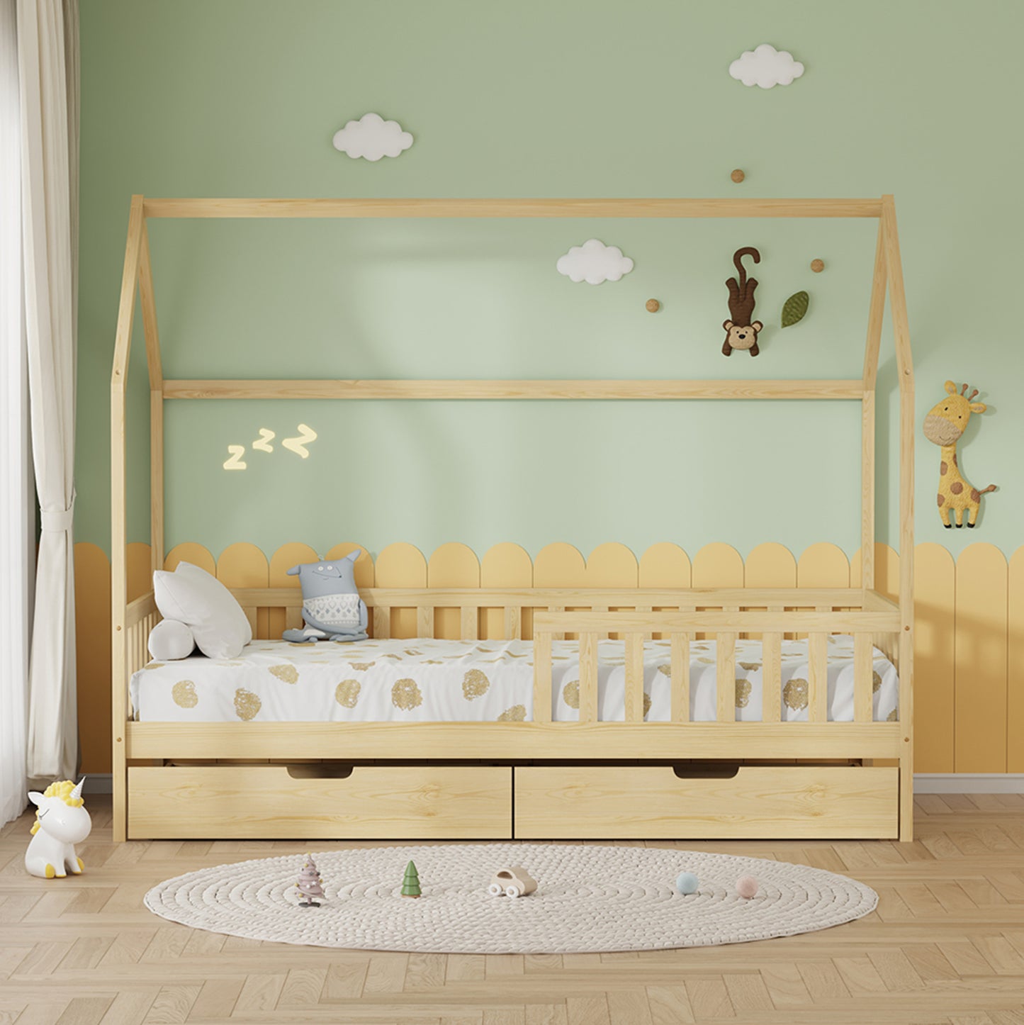 ΚΡΕΒΑΤΙ ΠΑΙΔΙΚΟ ΜΕ ΣΥΡΤΑΡΙΑ PHYLLIS HM21324 ΞΥΛΟ ΠΕΥΚΟΥ ΦΥΣΙΚΟ--ΜΕ ΣΤΡΩΜΑ 90x190εκ