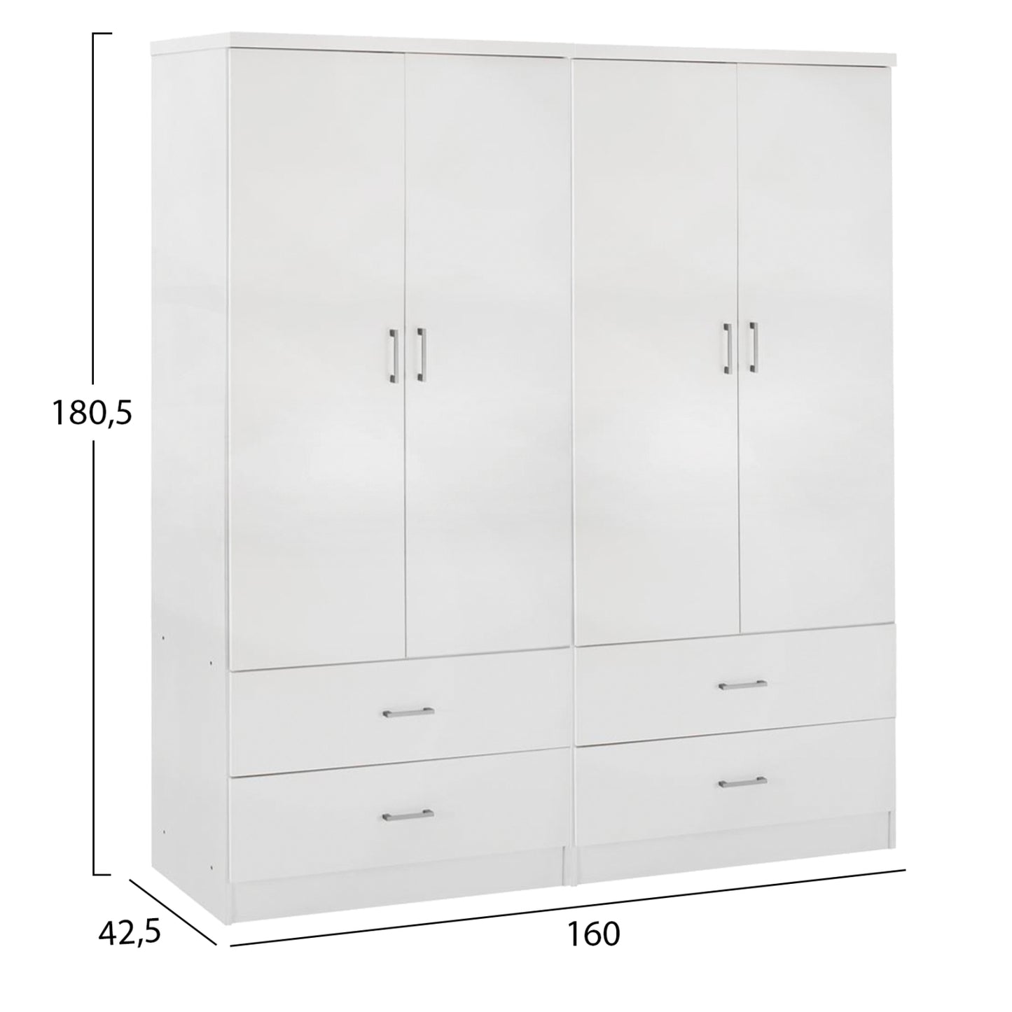 ΝΤΟΥΛΑΠΑ 4ΦΥΛΛΗ REINA ME 4 ΣΥΡΤΑΡΙΑ HM21258 ΜΕΛΑΜΙΝΗ ΣΕ ΛΕΥΚΟ 160x42,5x180,5Υεκ