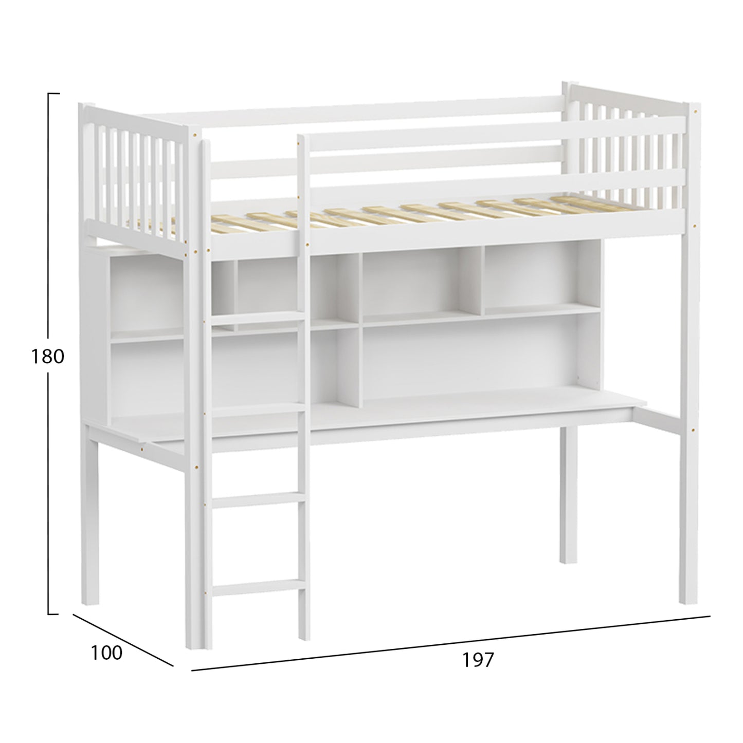 ΠΑΙΔΙΚH KOYKETA ΜΕ ΓΡΑΦΕΙΟ & ΒΙΒΛΙΟΘΗΚΗ LIBRO HM708.03 ΞΥΛΟ ΠΕΥΚΟΥ ΛΕΥΚΟ- 90x190εκ