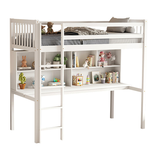 ΠΑΙΔΙΚH KOYKETA ΜΕ ΓΡΑΦΕΙΟ & ΒΙΒΛΙΟΘΗΚΗ LIBRO HM708.03 ΞΥΛΟ ΠΕΥΚΟΥ ΛΕΥΚΟ- 90x190εκ