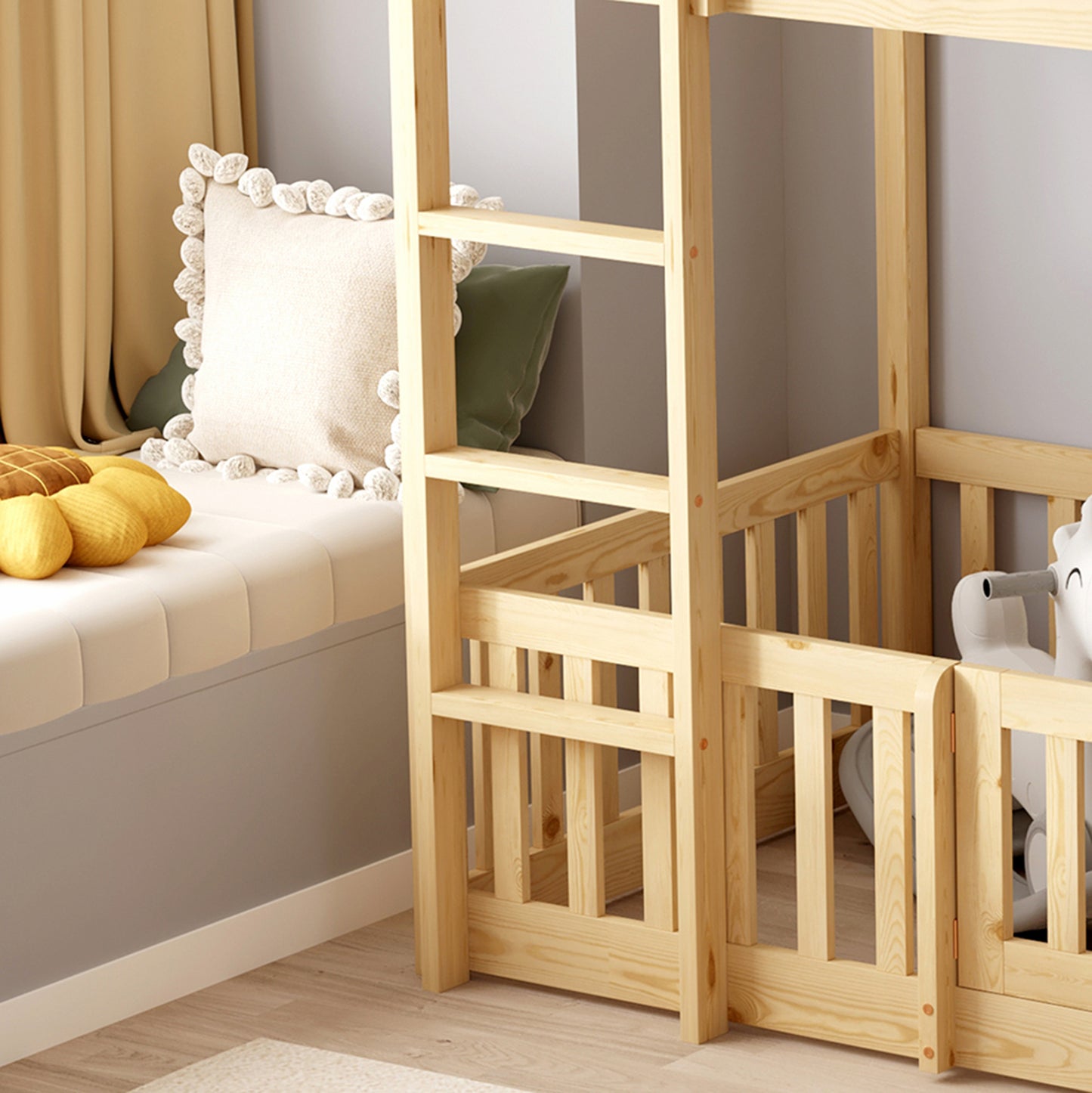 ΠΑΙΔΙΚΗ ΚΟΥΚΕΤΑ ΜΕ ΠΑΡΚΑΚΙ PLAYKID HM703.01 ΞΥΛΟ ΠΕΥΚΟΥ ΦΥΣΙΚΟ ΓΙΑ 190x90εκ