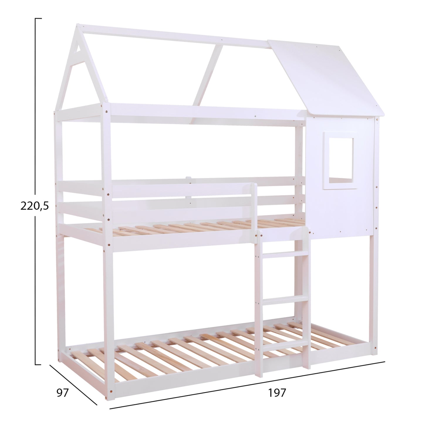 ΠΑΙΔΙΚΗ ΚΟΥΚΕΤΑ ΣΠΙΤΑΚΙ HOOD HM705.03 ΞΥΛΟ ΠΕΥΚΟΥ ΣΕ ΛΕΥΚΟ-ΣΤΡΩΜΑΤΑ 190x90εκ