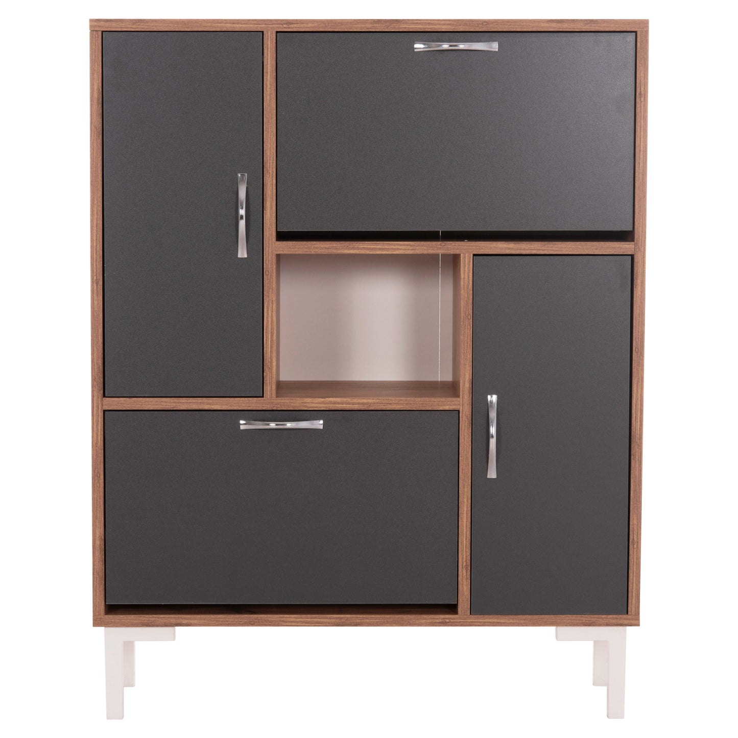 ΠΑΠΟΥΤΣΟΘΗΚΗ MEDY HM18187.02 ΜΕΛΑΜΙΝΗ ΣΕ ΦΥΣΙΚΟ & ΑΝΘΡΑΚΙ-ΜΑΥΡΑ ΠΟΔΙΑ 85x30x108.5Υεκ