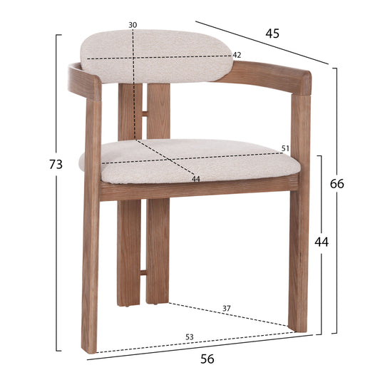 ΠΟΛΥΘΡΟΝΑ ΤΡΑΠΕΖΑΡΙΑΣ KALL HM18247.01 ΜΠΕΖ ΥΦΑΣΜΑ--ΜΑΤ WHITEWASH PLYWOOD 56x45x73Υεκ.